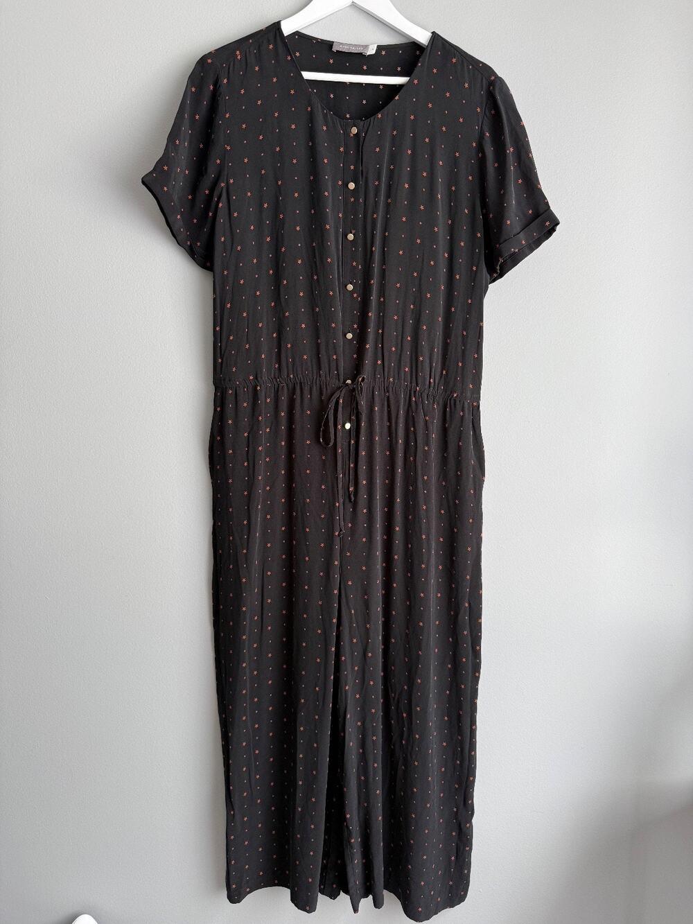 Mint Velvet Women Star Print Jumpsuit Sz 14 Black Copper Dark Academia Boho